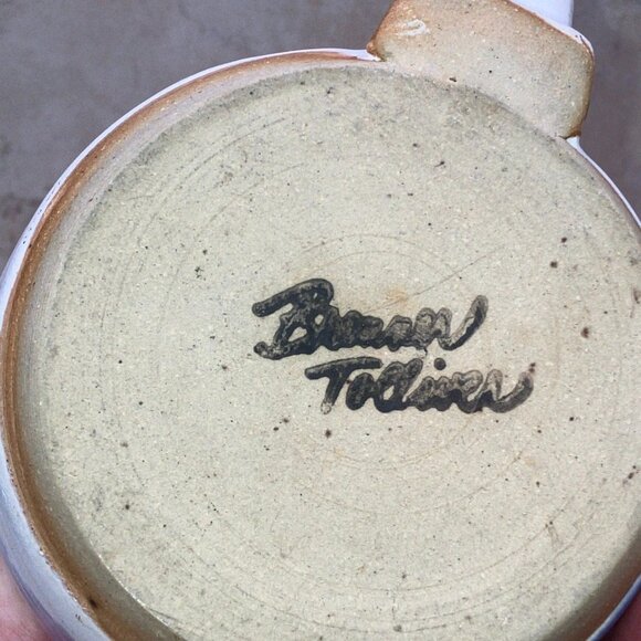Brenner Tolliver Studio Pottery Mug Wheel Thrown, Hand Painted and Signed - Picture 9 of 9